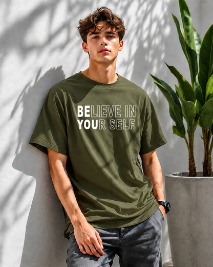 JS Fashion Lab Premium Printed Side Olive Green T-Shirt Multi Design Be You | 100% Cotton | Streetwear