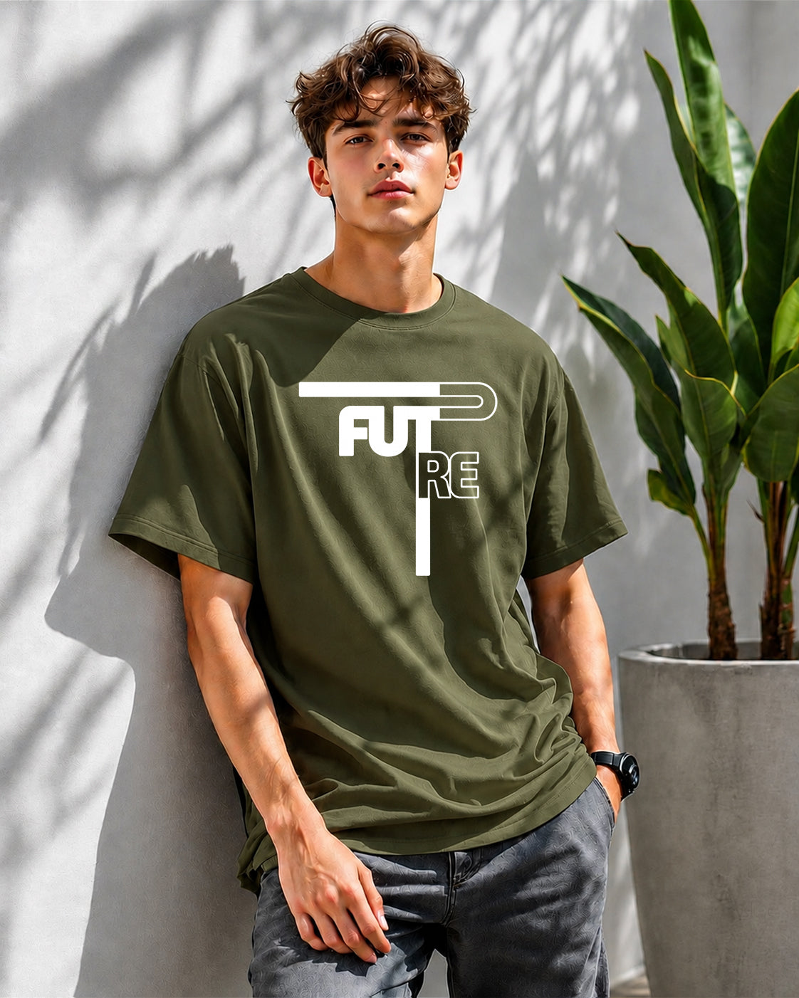 JS Fashion Lab Premium Printed Future Olive Green T-Shirt Multi Design | 100% Cotton | Streetwear