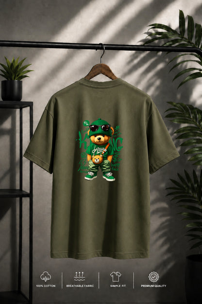 JS Fashion Lab Premium Printed Back Side Olive Green T-Shirt Multi Design Money | 100% Cotton | Streetwear