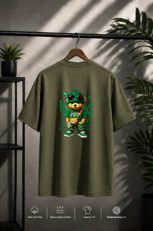 JS Fashion Lab Premium Printed Back Side Olive Green T-Shirt Multi Design Money | 100% Cotton | Streetwear