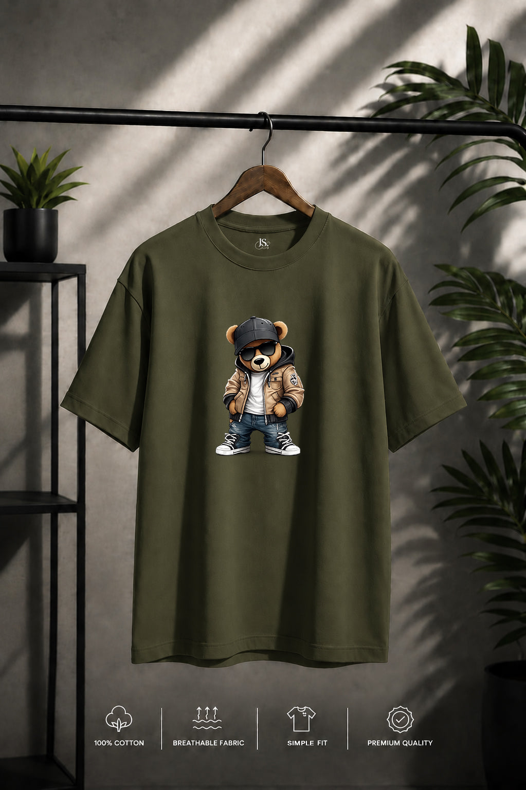 JS Fashion Lab Premium Multi Printed Olive Green T-Shirt Design | 100% Cotton | Streetwear