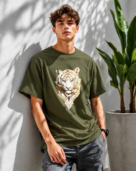 JS Fashion Lab Premium Multi Printed Olive Green T-Shirt Design | 100% Cotton | Streetwear