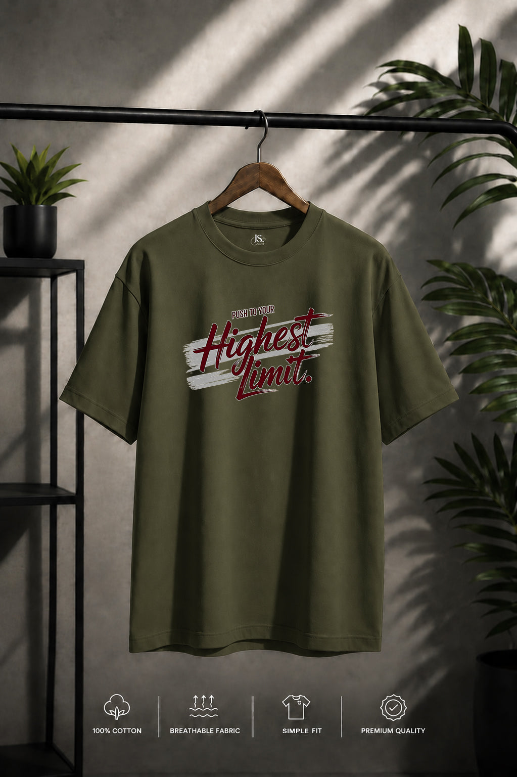 JS Fashion Lab Premium Printed Olive GreenT-Shirt Multi Design Stay Focus | 100% Cotton | Streetwear