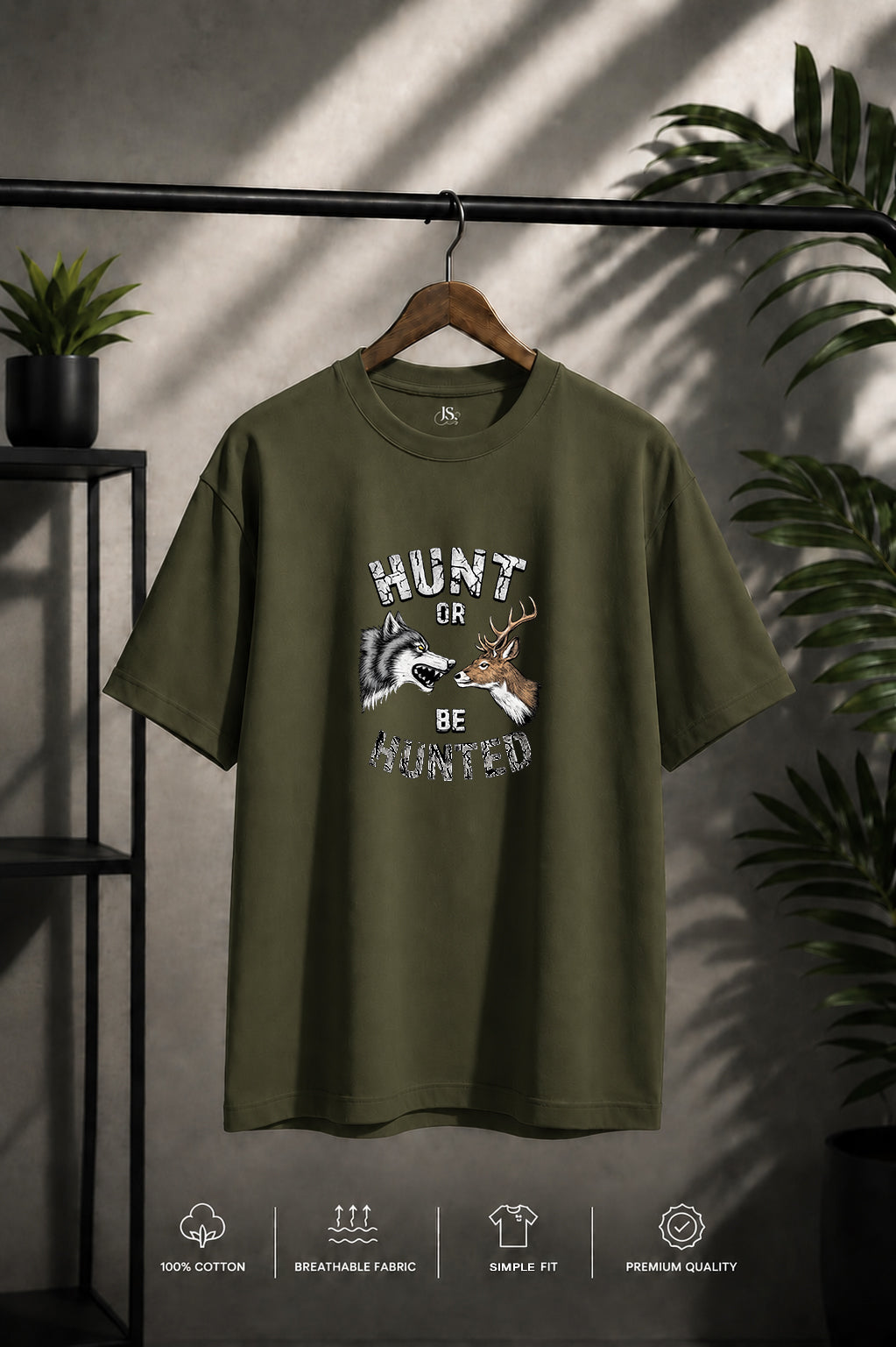 JS Fashion Lab Premium Printed Olive GreenT-Shirt Multi Design Stay Focus | 100% Cotton | Streetwear