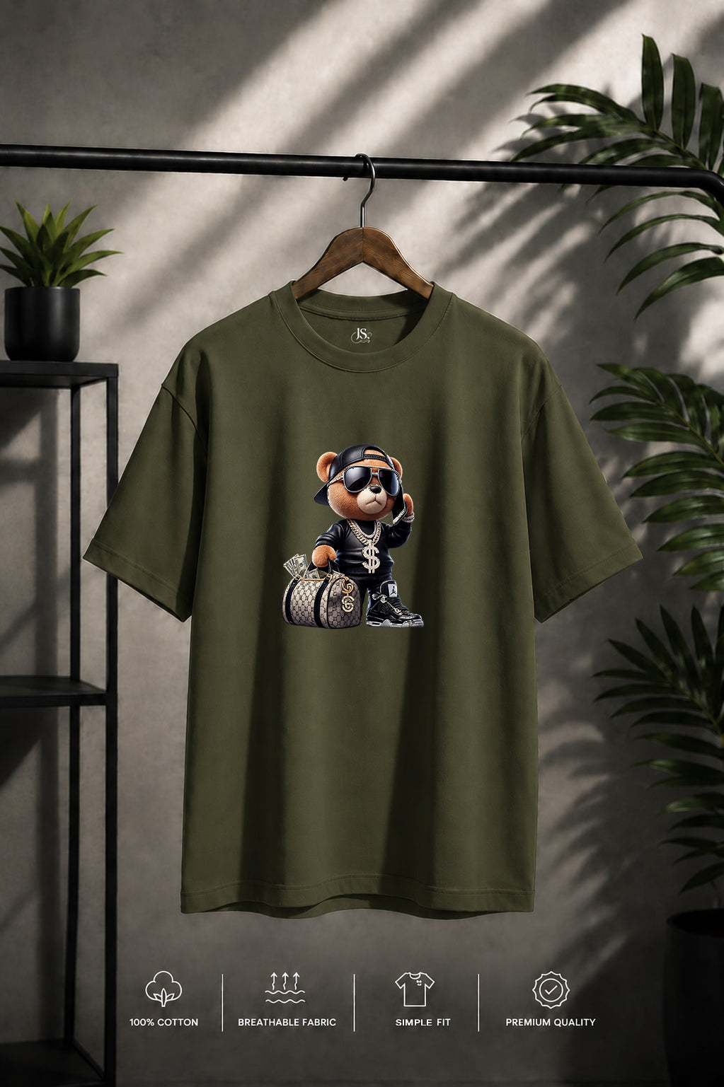JS Fashion Lab Premium Multi Printed Olive Green T-Shirt Design | 100% Cotton | Streetwear