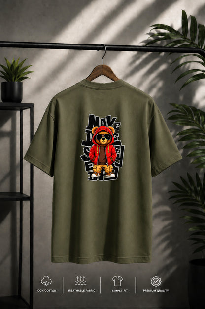 JS Fashion Lab Premium Printed Back Side Olive Green T-Shirt Multi Design Money | 100% Cotton | Streetwear
