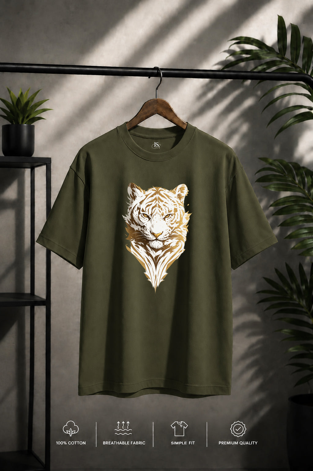 JS Fashion Lab Premium Multi Printed Olive Green T-Shirt Design | 100% Cotton | Streetwear