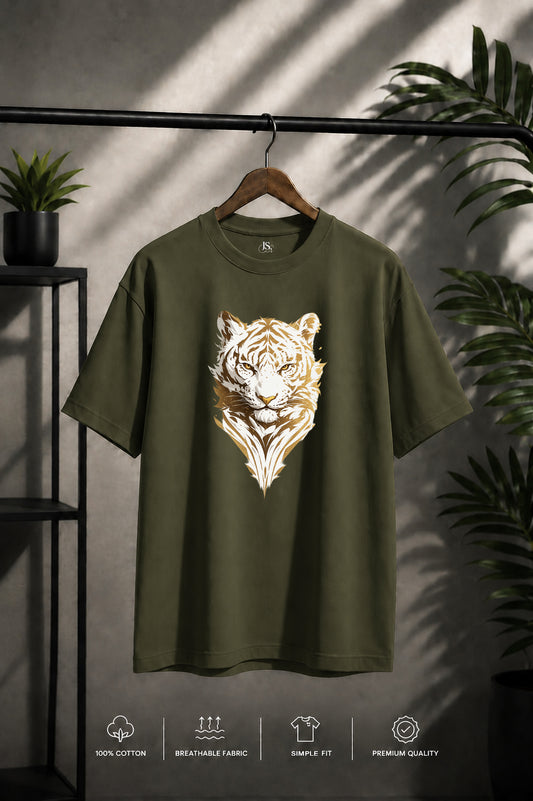 JS Fashion Lab Premium Multi Printed Olive Green T-Shirt Design | 100% Cotton | Streetwear
