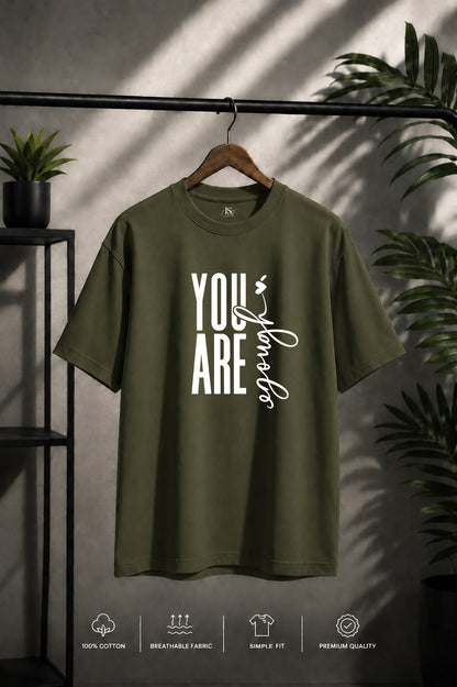 JS Fashion Lab Premium Printed Side Olive Green T-Shirt Multi Design Be You | 100% Cotton | Streetwear