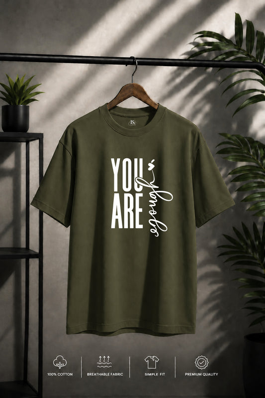 JS Fashion Lab Premium Printed Side Olive Green T-Shirt Multi Design Be You | 100% Cotton | Streetwear