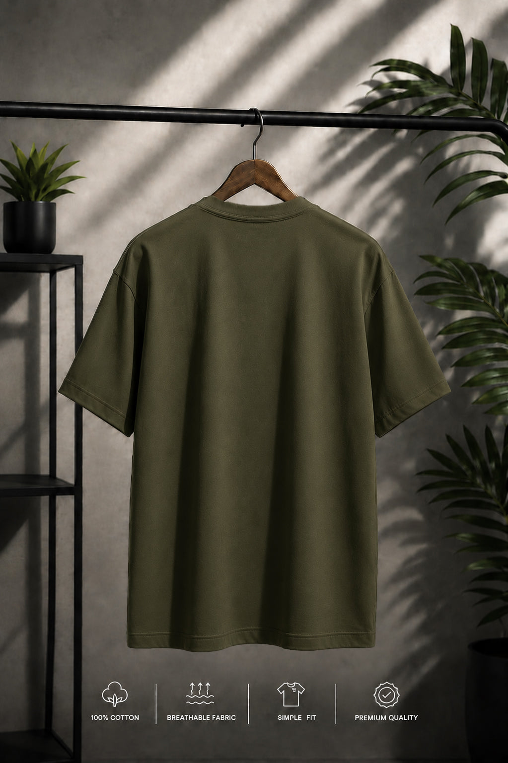JS Fashion Lab Premium Plain Olive Green T-Shirt | 100% Cotton | Streetwear
