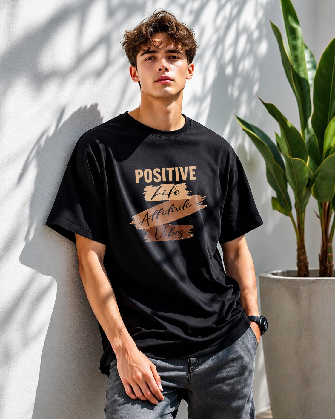 JS Fashion Lab Premium Printed Positive Vibe Black T-Shirt Multi Desgin | 100% Cotton | Streetwear