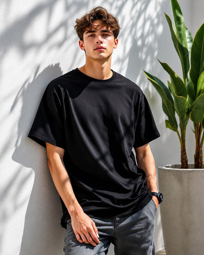 JS Fashion Lab Premium Plain Black T-Shirt | 100% Cotton | Streetwear