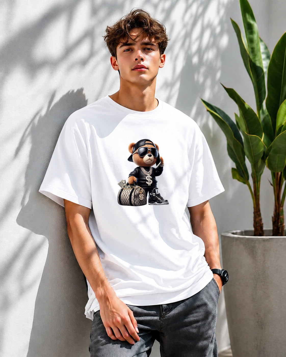JS Fashion Lab Premium Printed White T-Shirt | 100% Cotton | Streetwear
