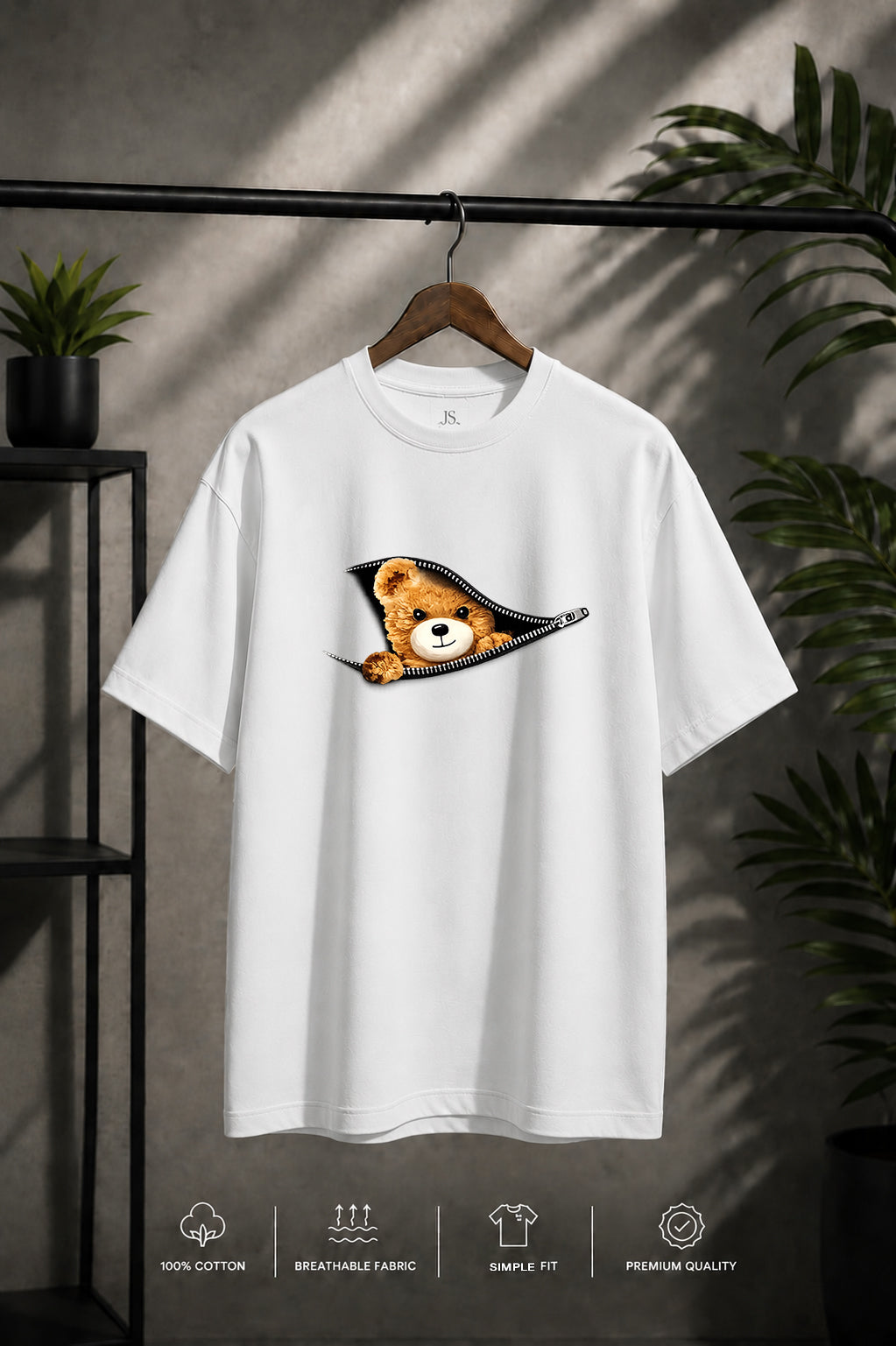 JS Fashion Lab Premium Printed White T-Shirt | 100% Cotton | Streetwear