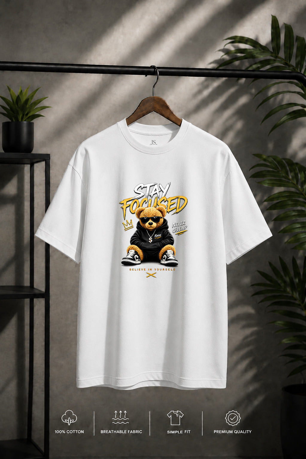 JS Fashion Lab Premium Printed White T-Shirt Desgin | 100% Cotton | Streetwear