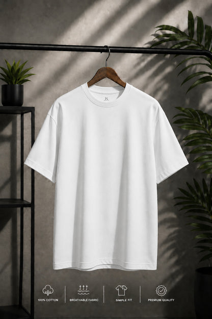 JS Fashion Lab Premium Plain White T-Shirt | 100% Cotton | Streetwear
