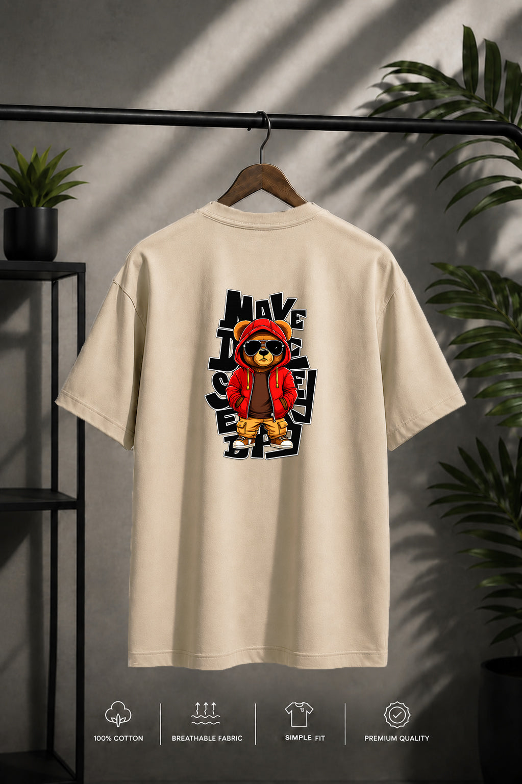 JS Fashion Lab Premium Printed Back Side Beige T-Shirt Multi Design Money | 100% Cotton | Streetwear