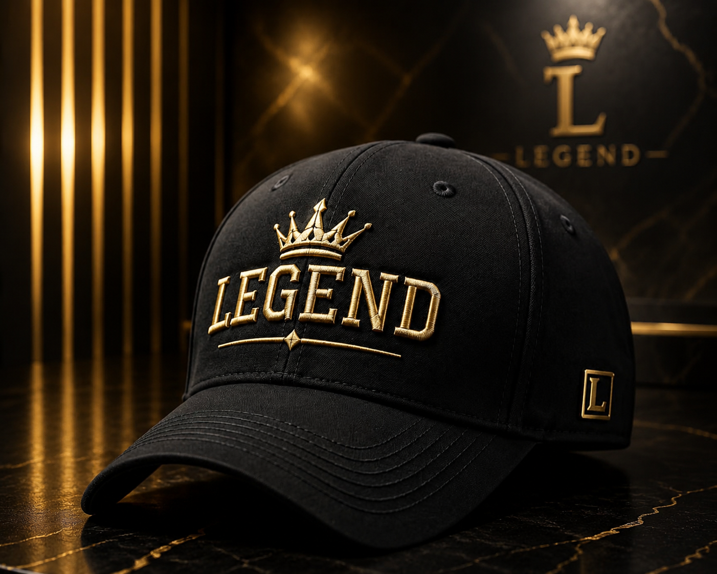 LEGEND Premium DTF Design Black Cap | Luxury Adjustable Snapback