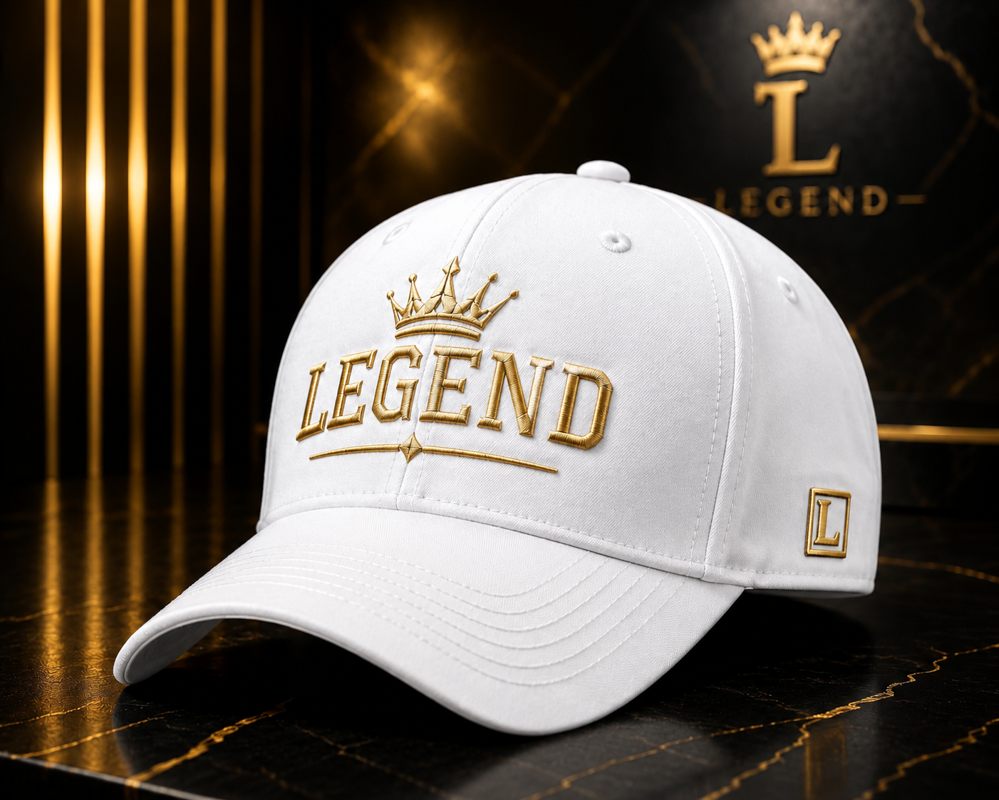 LEGEND Premium DTF Design Black Cap | Luxury Adjustable Snapback