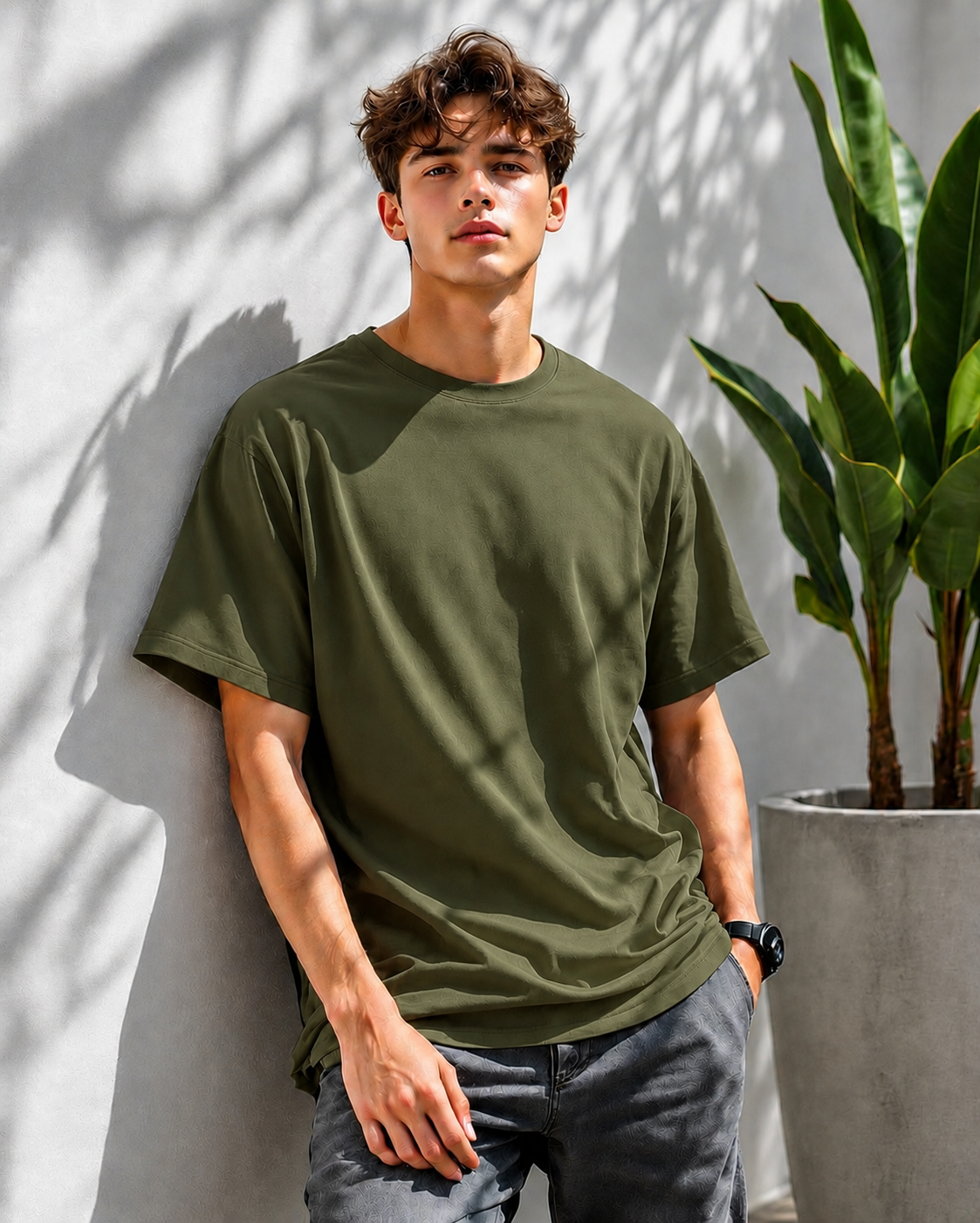 JS Fashion Lab Premium Plain Olive Green T-Shirt | 100% Cotton | Streetwear