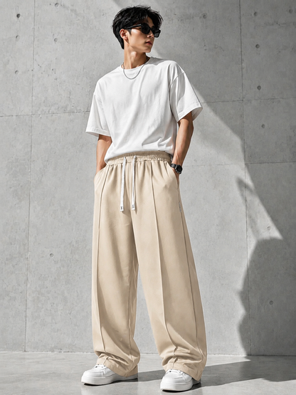 Men's Premium Baggy Fit Drawstring Trouser – Relaxed Streetwear Trouser | Beige