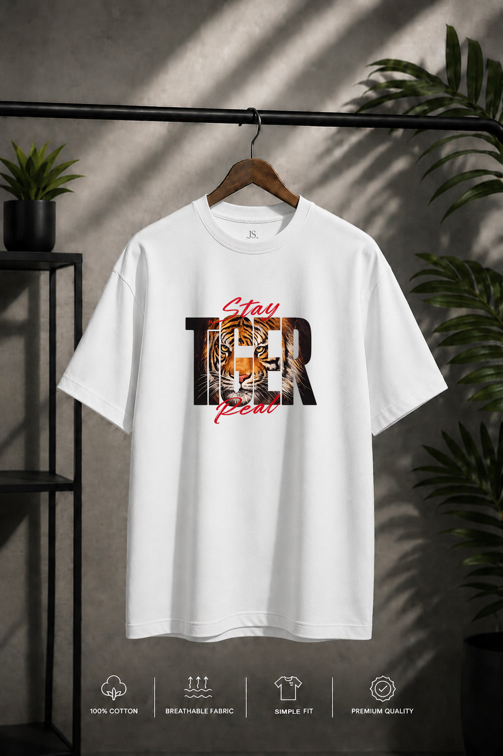 JS Fashion Lab Premium Printed White T-Shirt | 100% Cotton | Streetwear